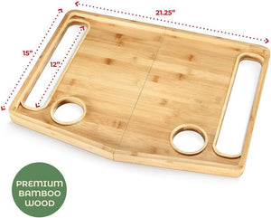 Medical King Walker Tray Table with Cup Holder - Bamboo Folding Design - Malisa Mobility