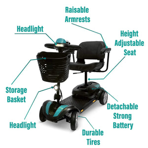 MLS-1 Detachable Mobility Scooters - Long Range - 30 Miles Range - Malisa Mobility