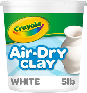 Bulk 5lb resealable bucket of natural white air dry modeling clay for classroom and home use.