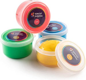 Demonstrating the pinching technique with therapy putty to stimulate fine motor development and coordination.