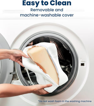 Demonstration of the breathable air-layer fabric cover being removed for easy machine washing.