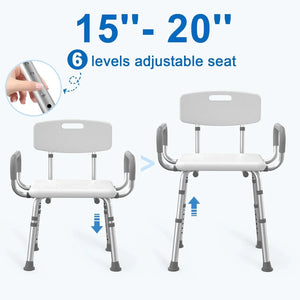 500 lbs Heavy-Duty Shower Chair with Removable Padded Arms and Backrest - Malisa Mobility