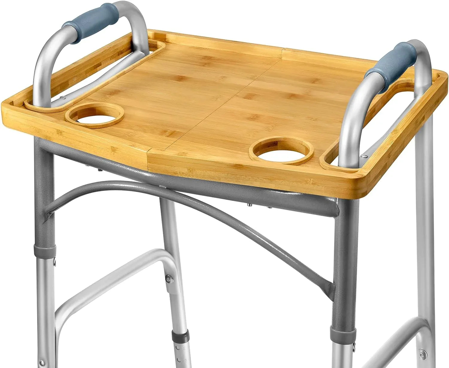 Medical King Walker Tray Table with Cup Holder - Bamboo Folding Design - Malisa Mobility