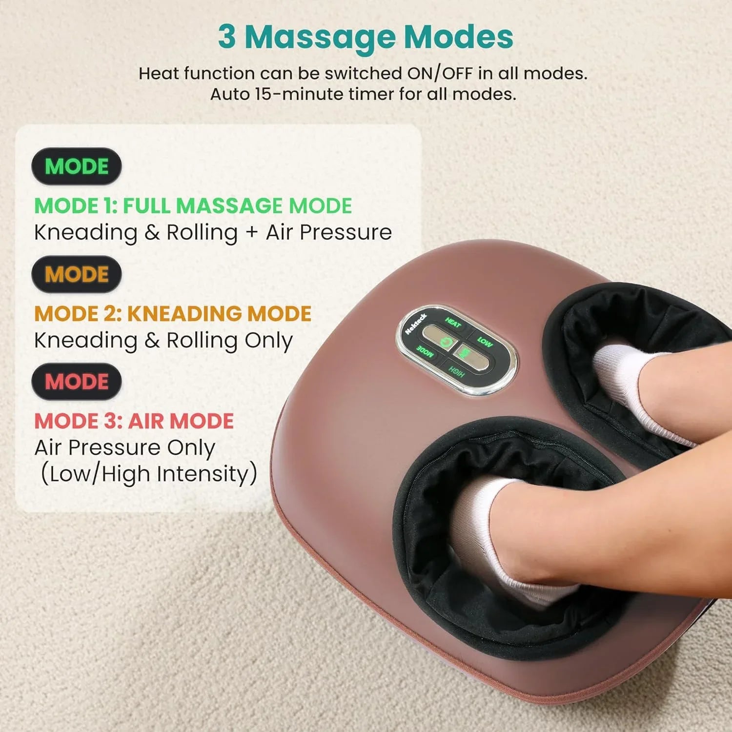 Nekteck Shiatsu Foot Massager Machine with Heat - 2026 Upgraded (HSA/FSA Eligible) - Malisa Mobility
