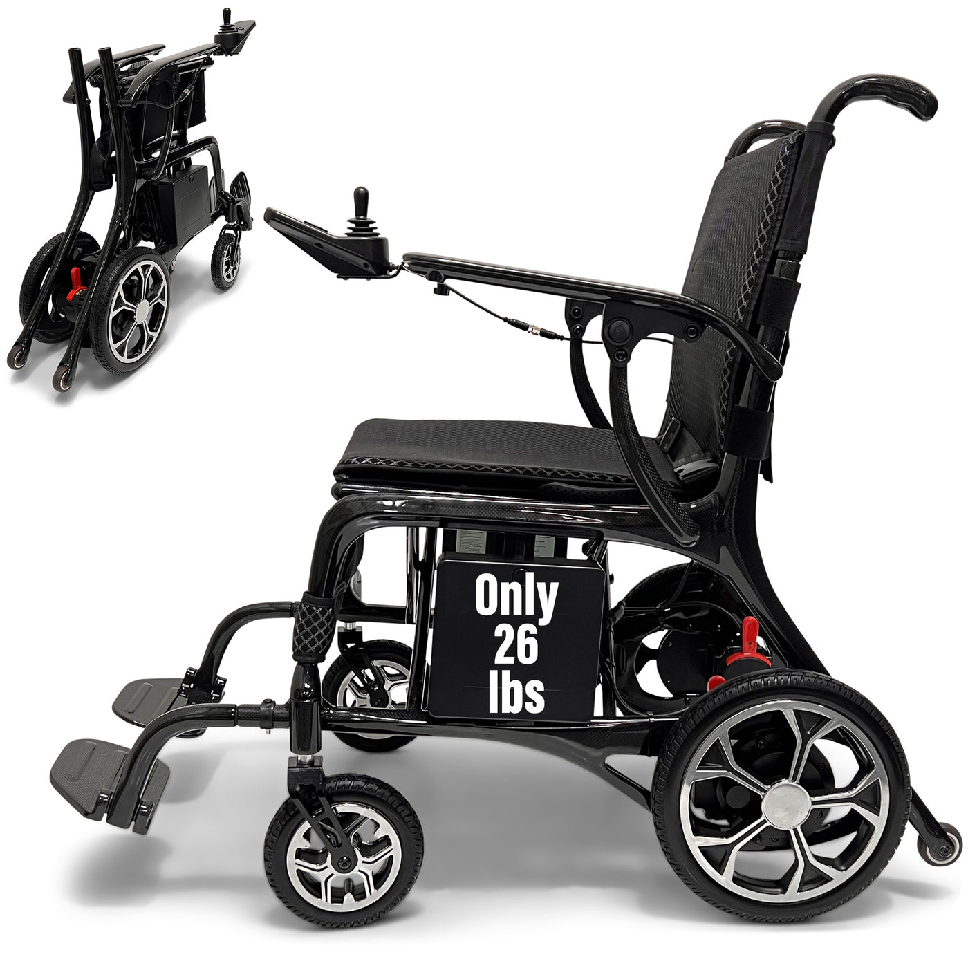 Electric Wheelchair - Ultra Lightweight 26 lbs, Carbon Fiber Frame