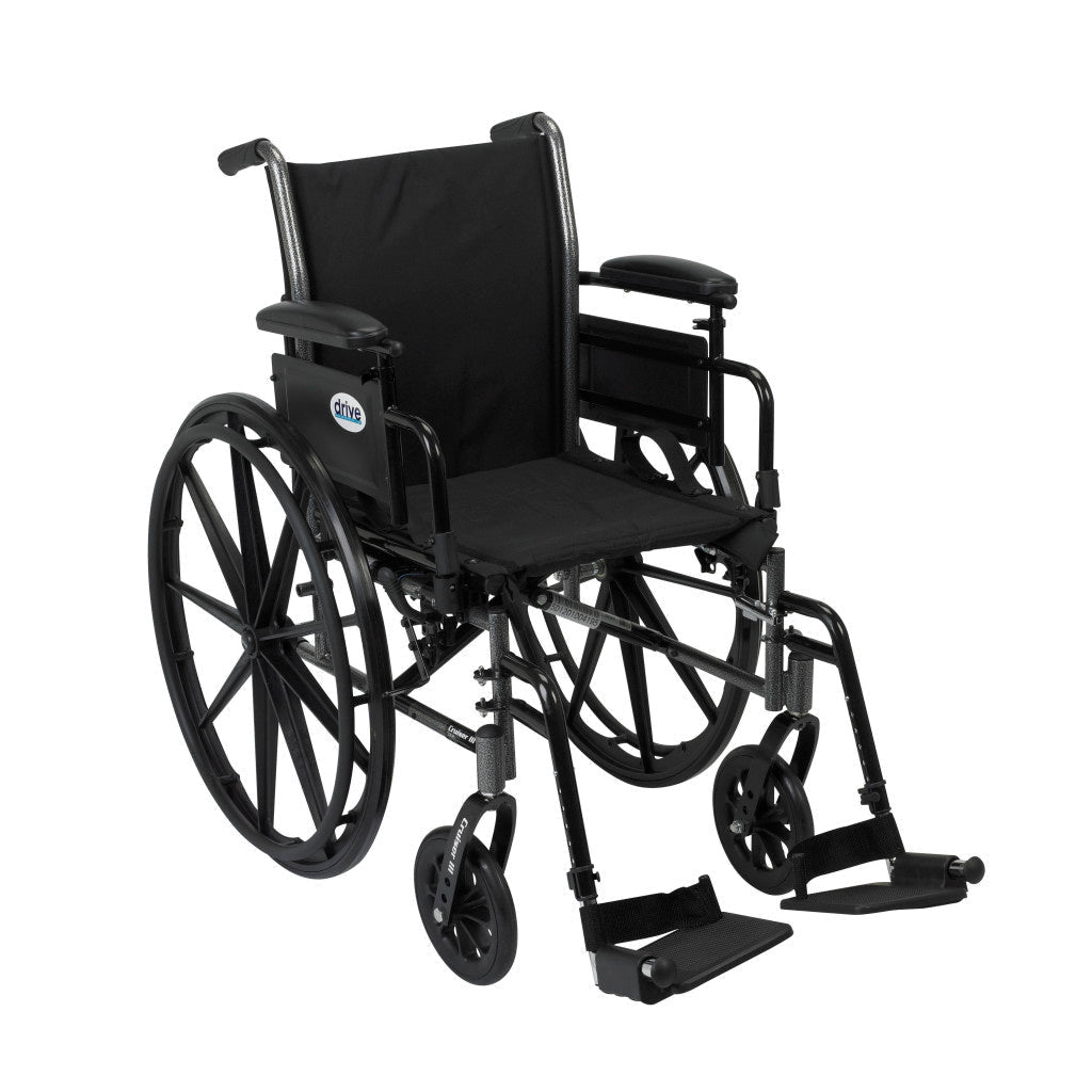 Manual Wheelchair | Adjustable Flip-Back Armrests & Leg Rest Options