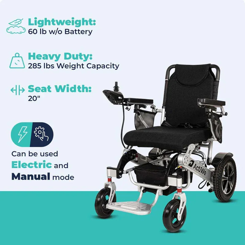 Long Range Folding Electric Wheelchair | 20 Mile Range | WX8000 - Malisa Mobility