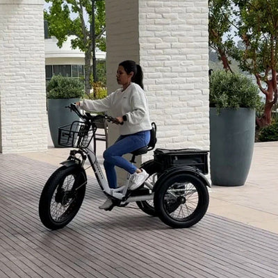Electric Tricycle for adults - 90 Miles Long Range Trike - 21 AH Samsung Battery - 750W Motor - Foldable - White Malisa Mobility