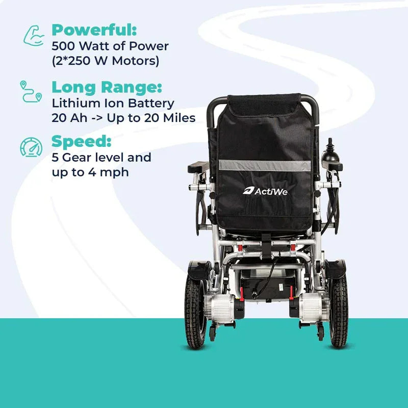 Long Range Folding Electric Wheelchair | 20 Mile Range | WX8000 - Malisa Mobility