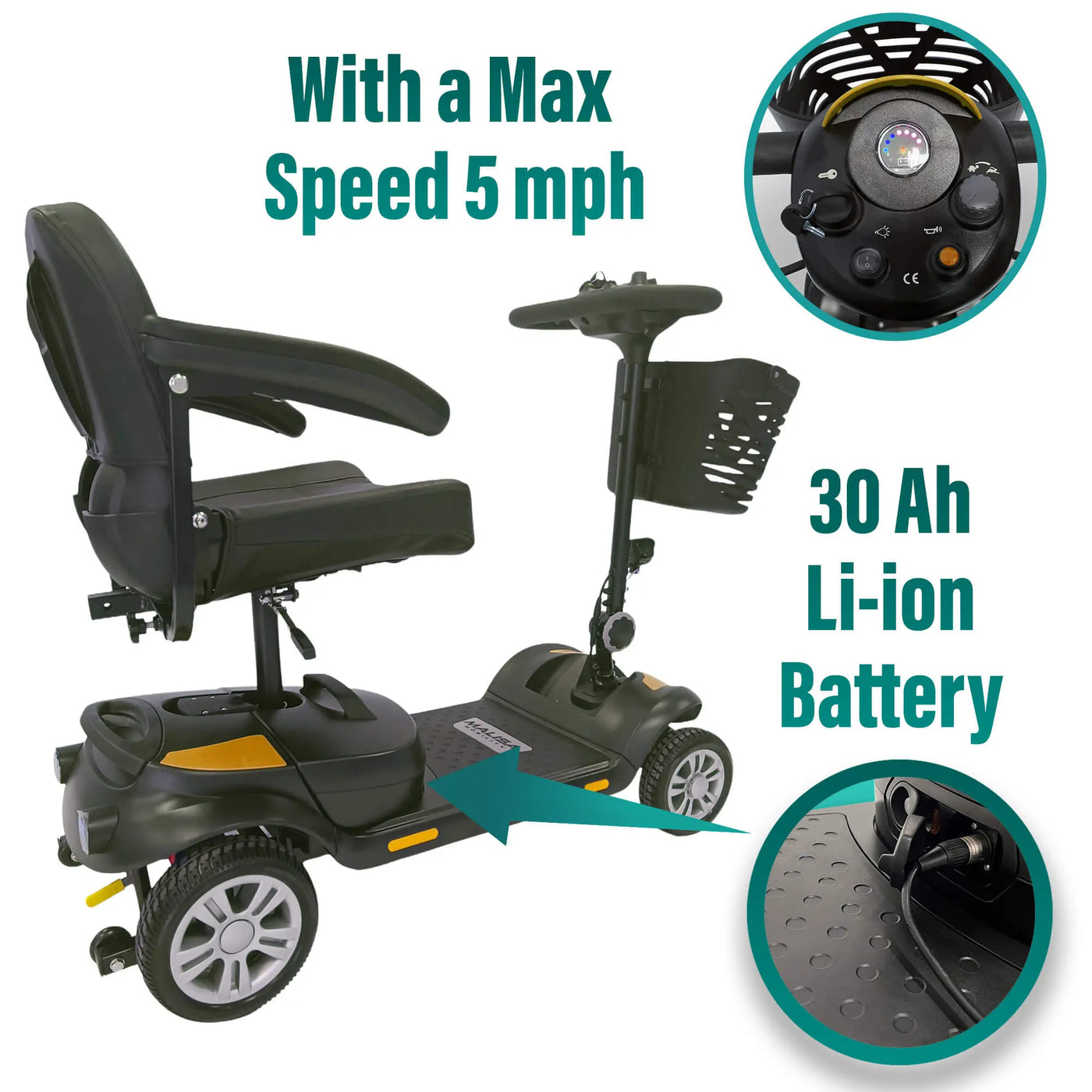 MLS-1 Malisa Electric Powered Mobility Scooters 5 Part Detachable Frame 13 miles