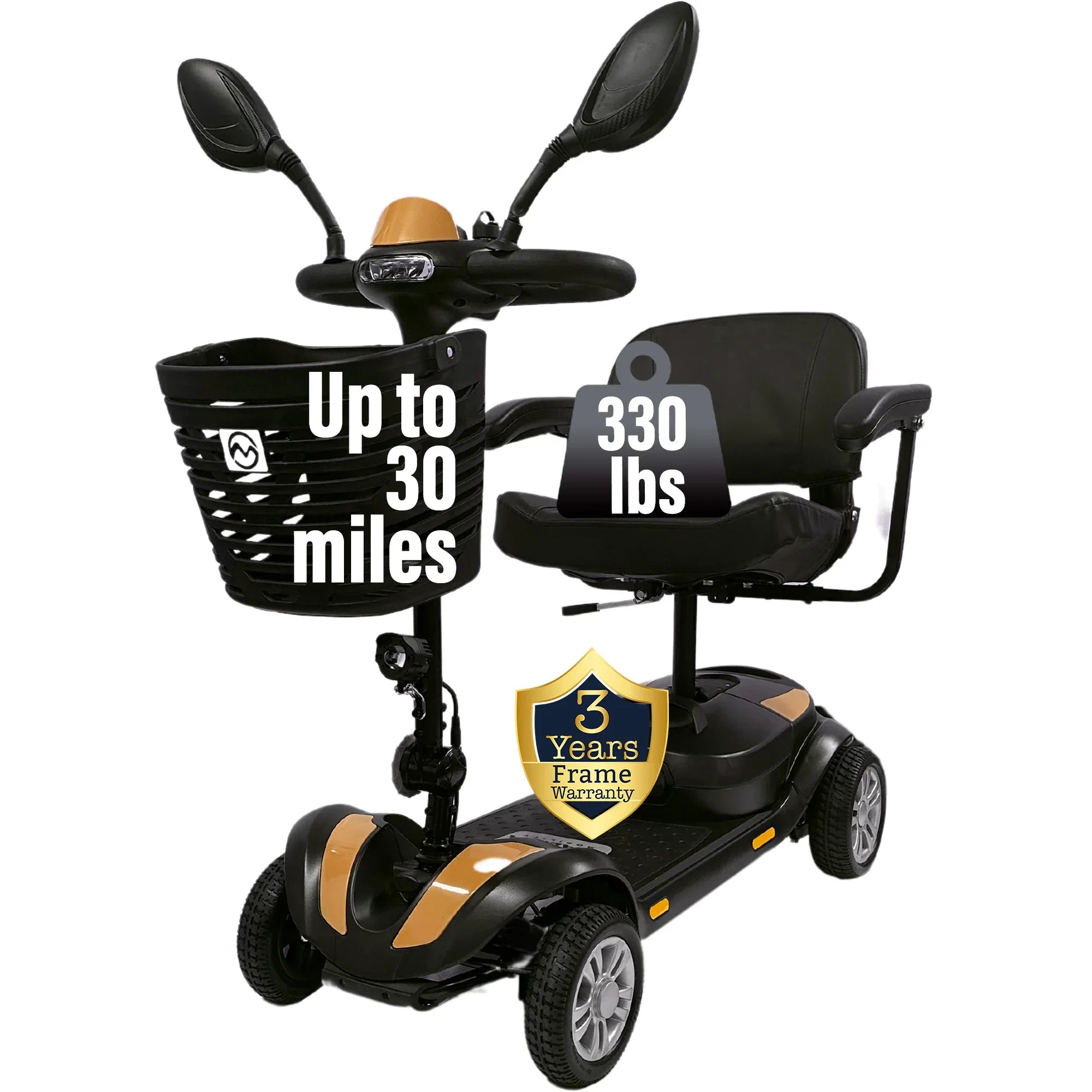 MLS-1 Detachable Mobility Scooters - Long Range - 30 Miles Range - Malisa Mobility