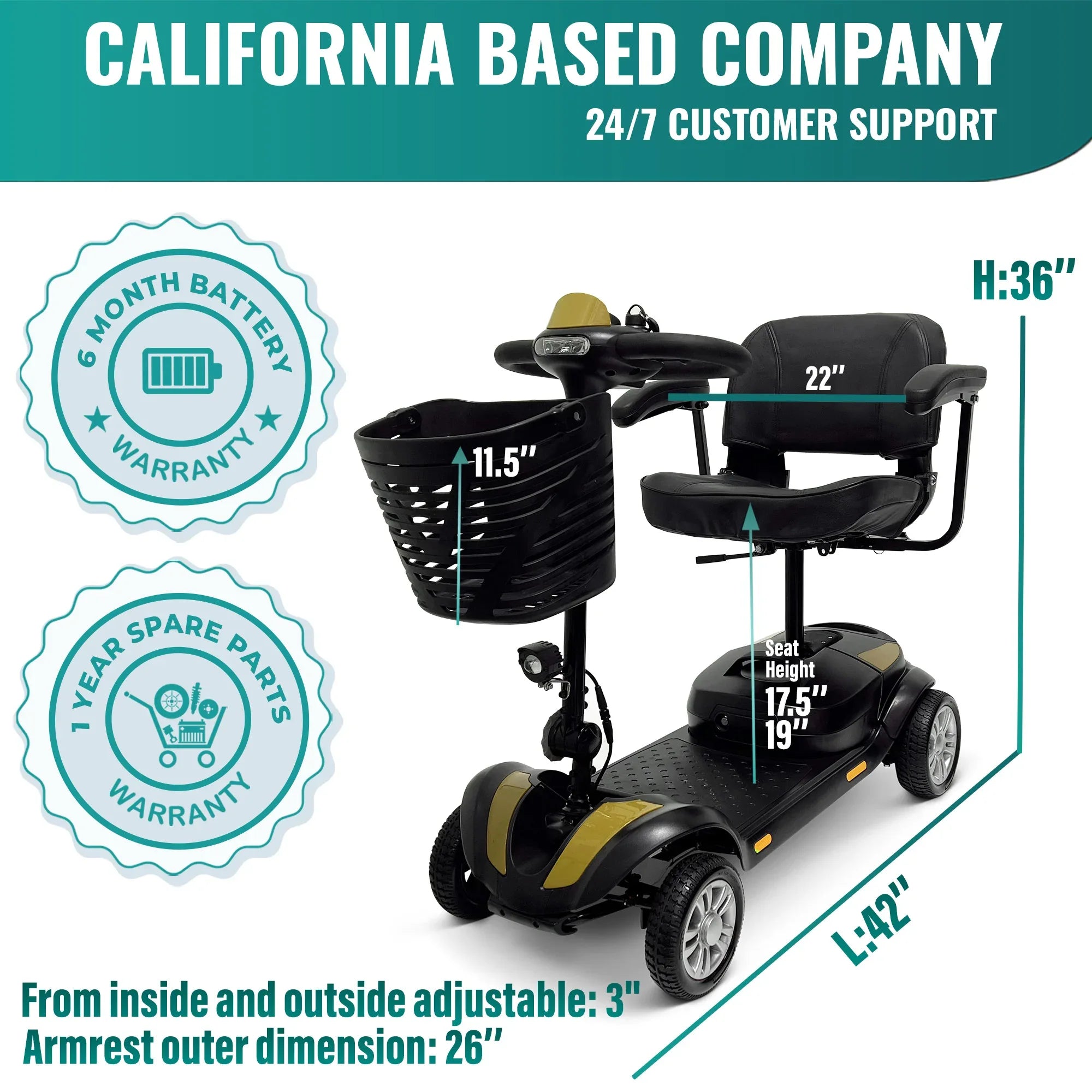 MLS-1 Mobility Scooters - 13 Miles Range - Malisa Mobility
