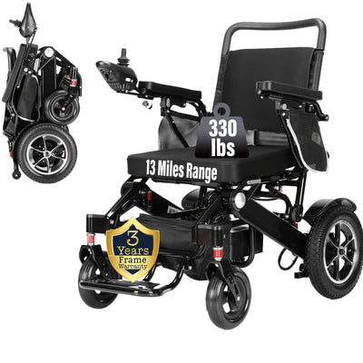 MLS-10MF Electric Wheelchair Lightweight Folding Airline Approved Remote Control 330 lbs. 13 Miles Malisa Mobility