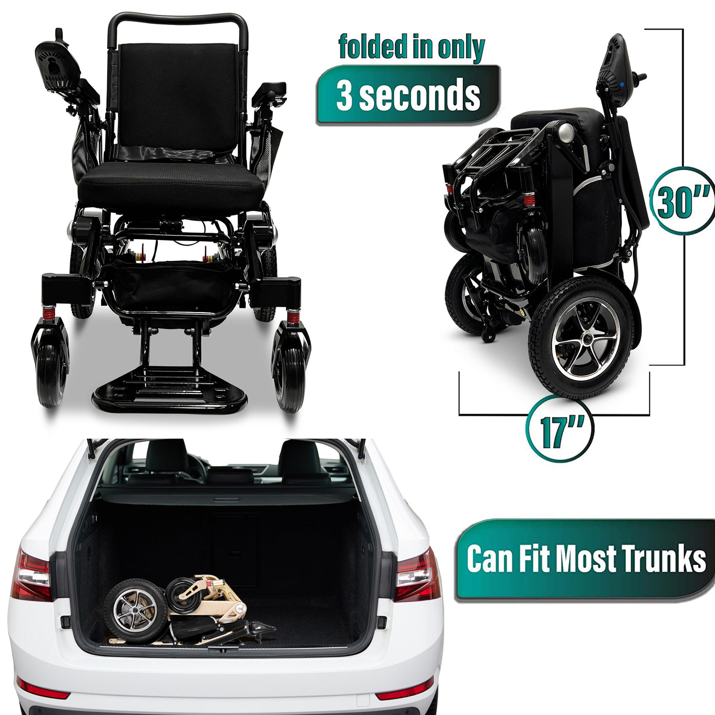 MLS-10MF Electric Wheelchair Lightweight Folding Airline Approved Remote Control 330 lbs. 13 Miles Malisa Mobility