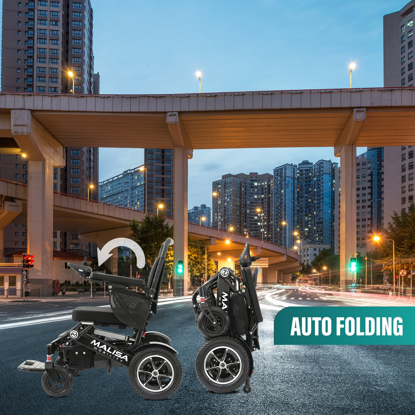 MLS-10AF Malisa Electric Wheelchair Automatic Folding