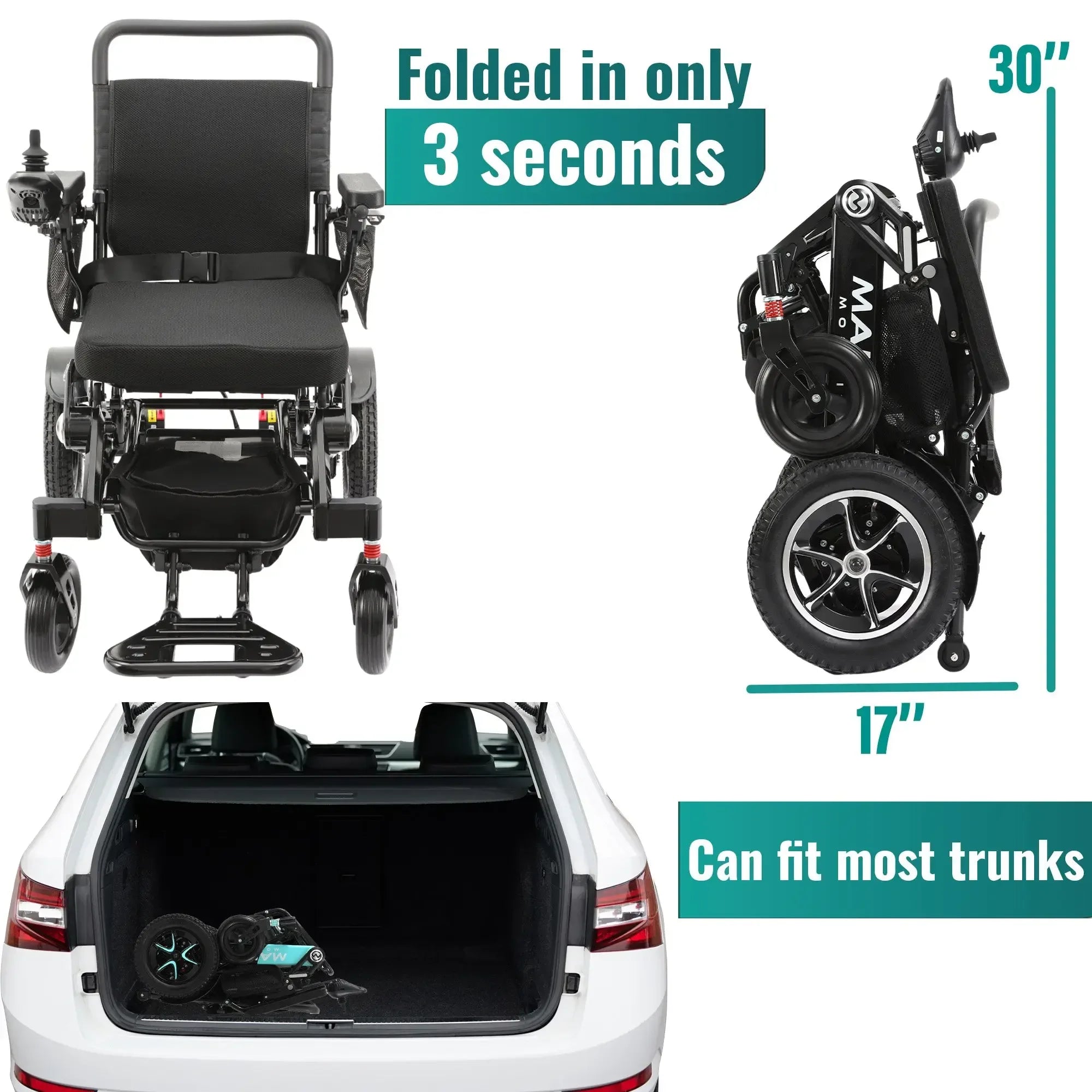 RENTAL - MLS-10AF Malisa Automatic Folding Electric Wheelchair - Malisa Mobility