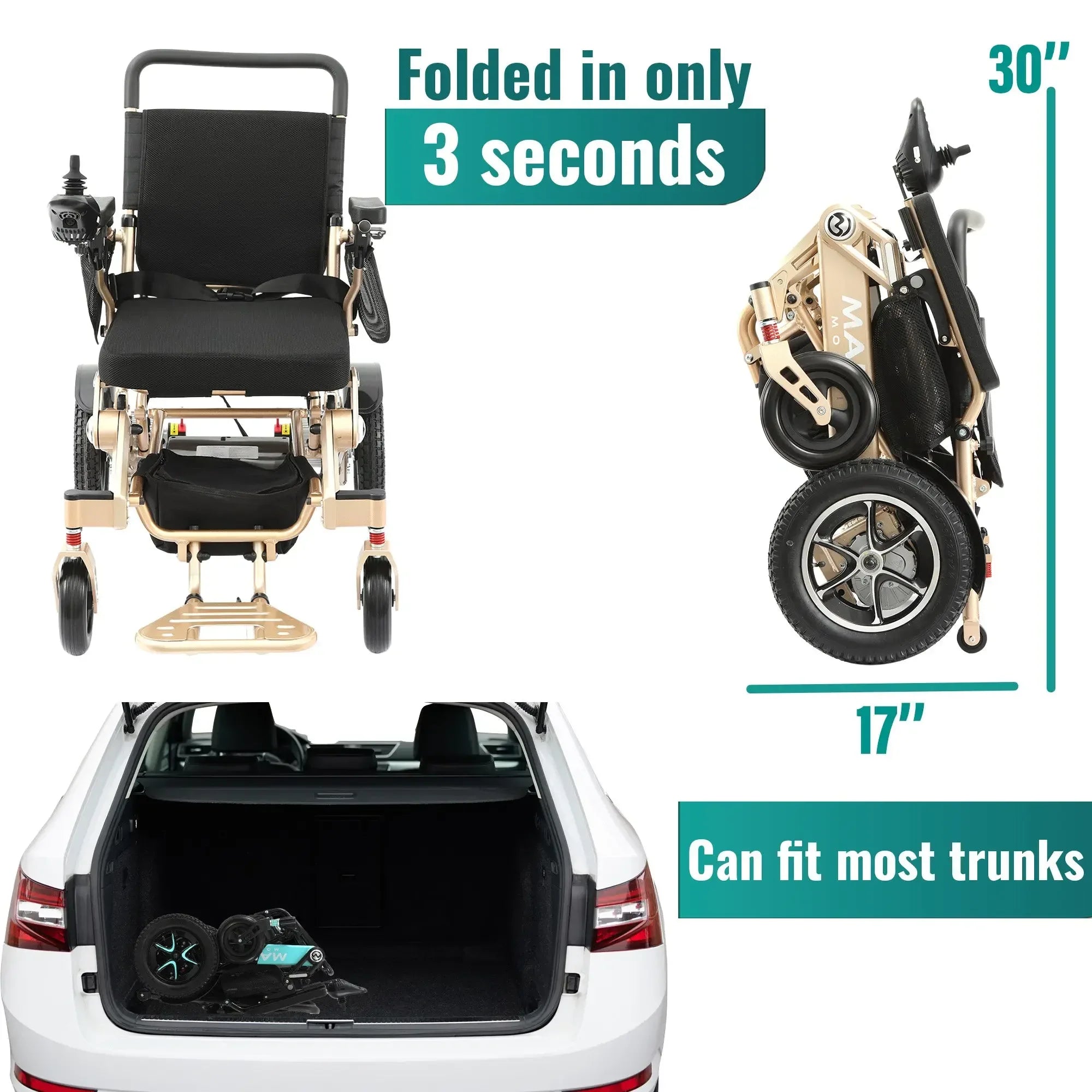 RENTAL - MLS-10AF Malisa Automatic Folding Electric Wheelchair - Malisa Mobility