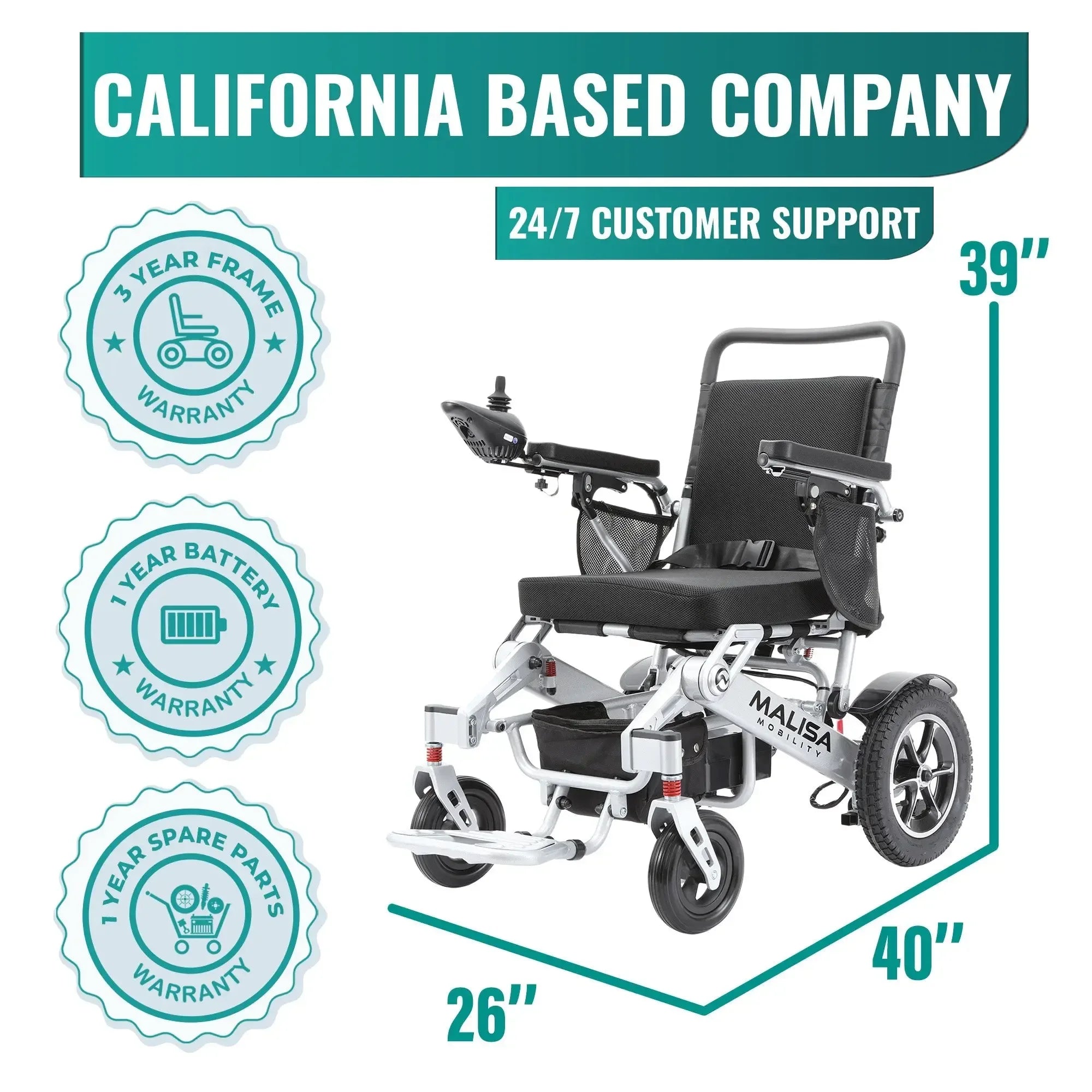 RENTAL - MLS-10AF Malisa Automatic Folding Electric Wheelchair - Malisa Mobility