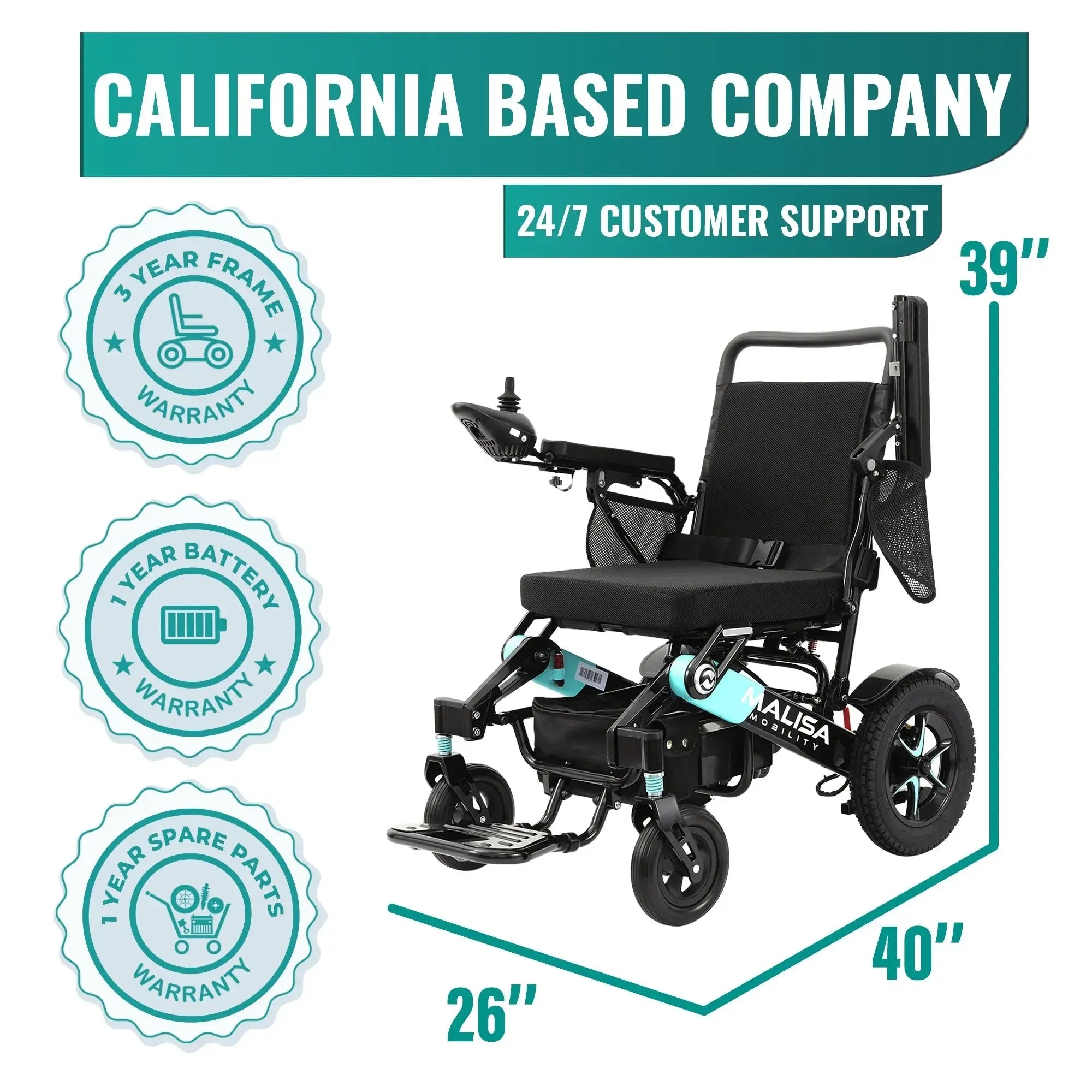 RENTAL - MLS-10AF Malisa Automatic Folding Electric Wheelchair - Malisa Mobility
