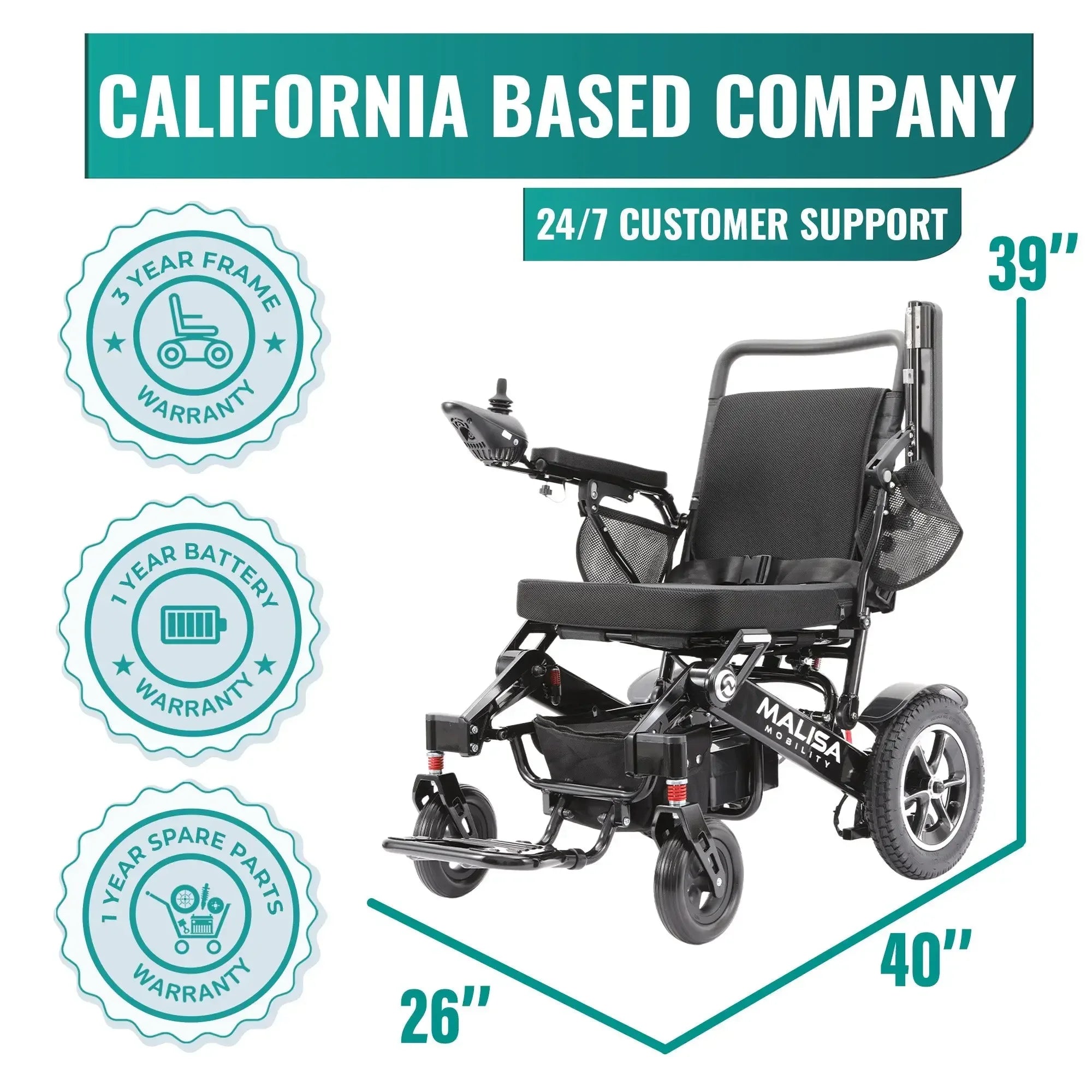 RENTAL - MLS-10AF Malisa Automatic Folding Electric Wheelchair - Malisa Mobility