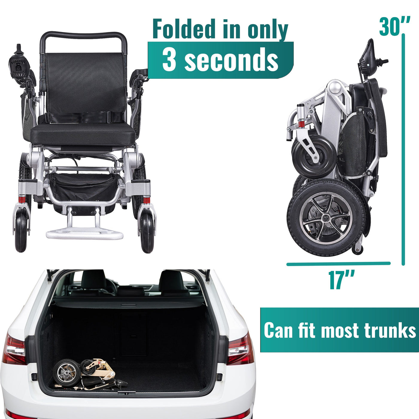 MLS-10AF Malisa Electric Wheelchair Automatic Folding - Standart Frame