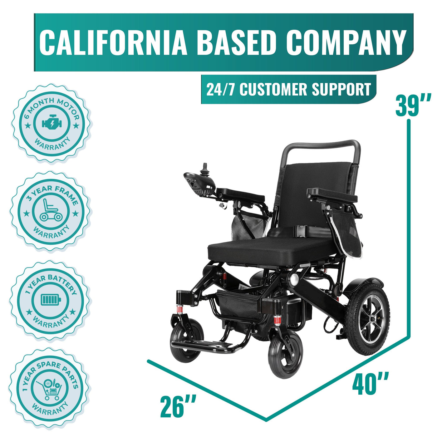 MLS-10AF Malisa Electric Wheelchair Automatic Folding - Standart Frame