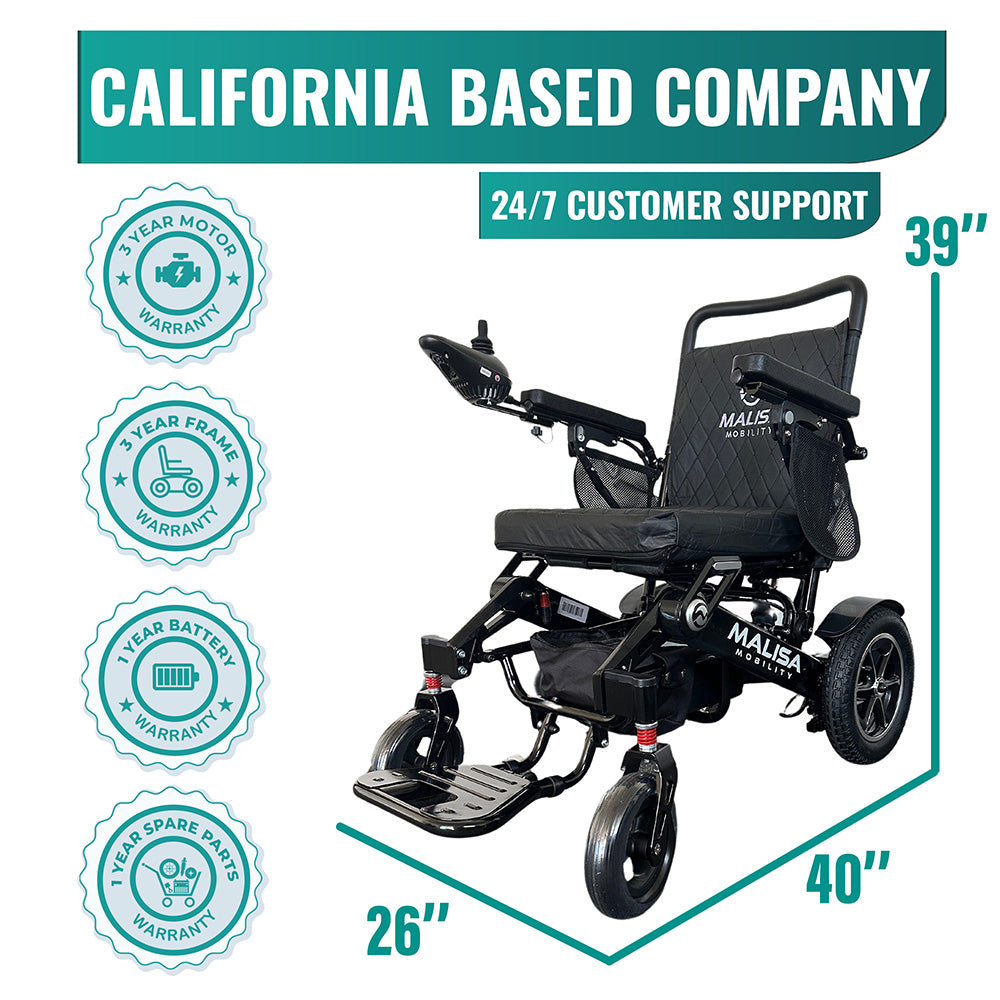 MLS-10AF Malisa Electric Wheelchair Automatic Folding - Leather