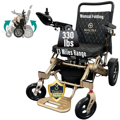 MLS-10MF Malisa Electric Wheelchair Manual Folding - Leather