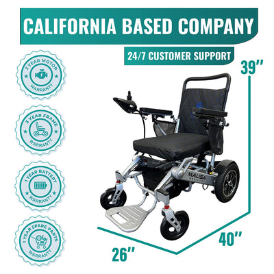 MLS-10MF Malisa Electric Wheelchair Manual Folding - Leather