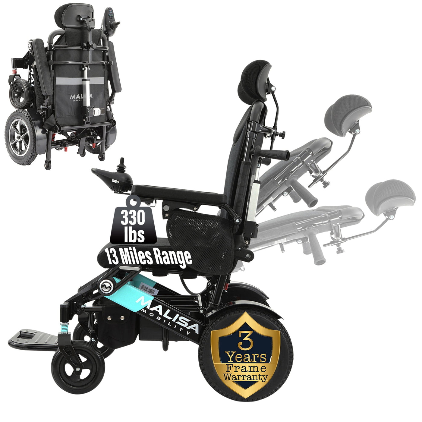 MLS-10AR Malisa Electric Wheelchair - Auto Reclining Backrest