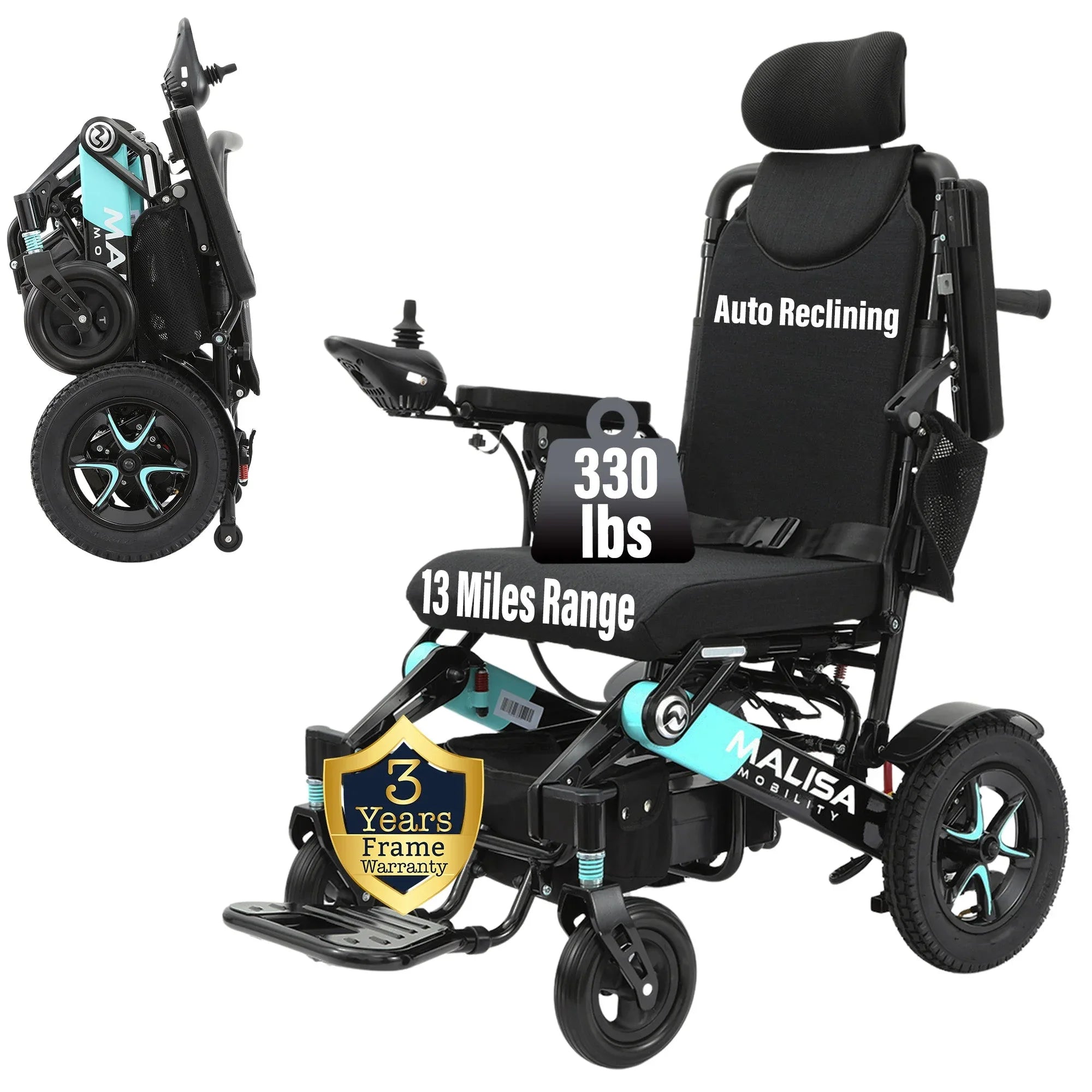 MLS-10AR Malisa Electric Wheelchair - Auto Reclining Backrest - Malisa Mobility