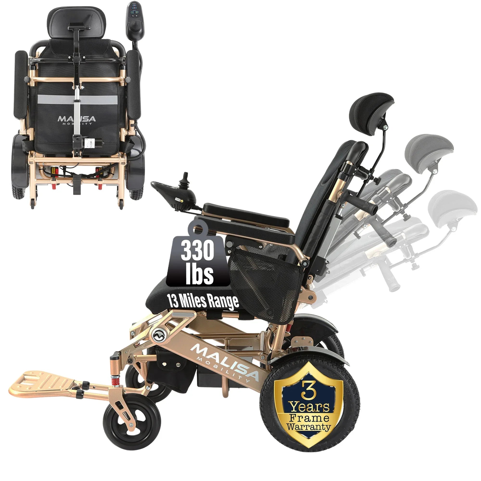 MLS-10AR Malisa Electric Wheelchair - Auto Reclining Backrest - Malisa Mobility