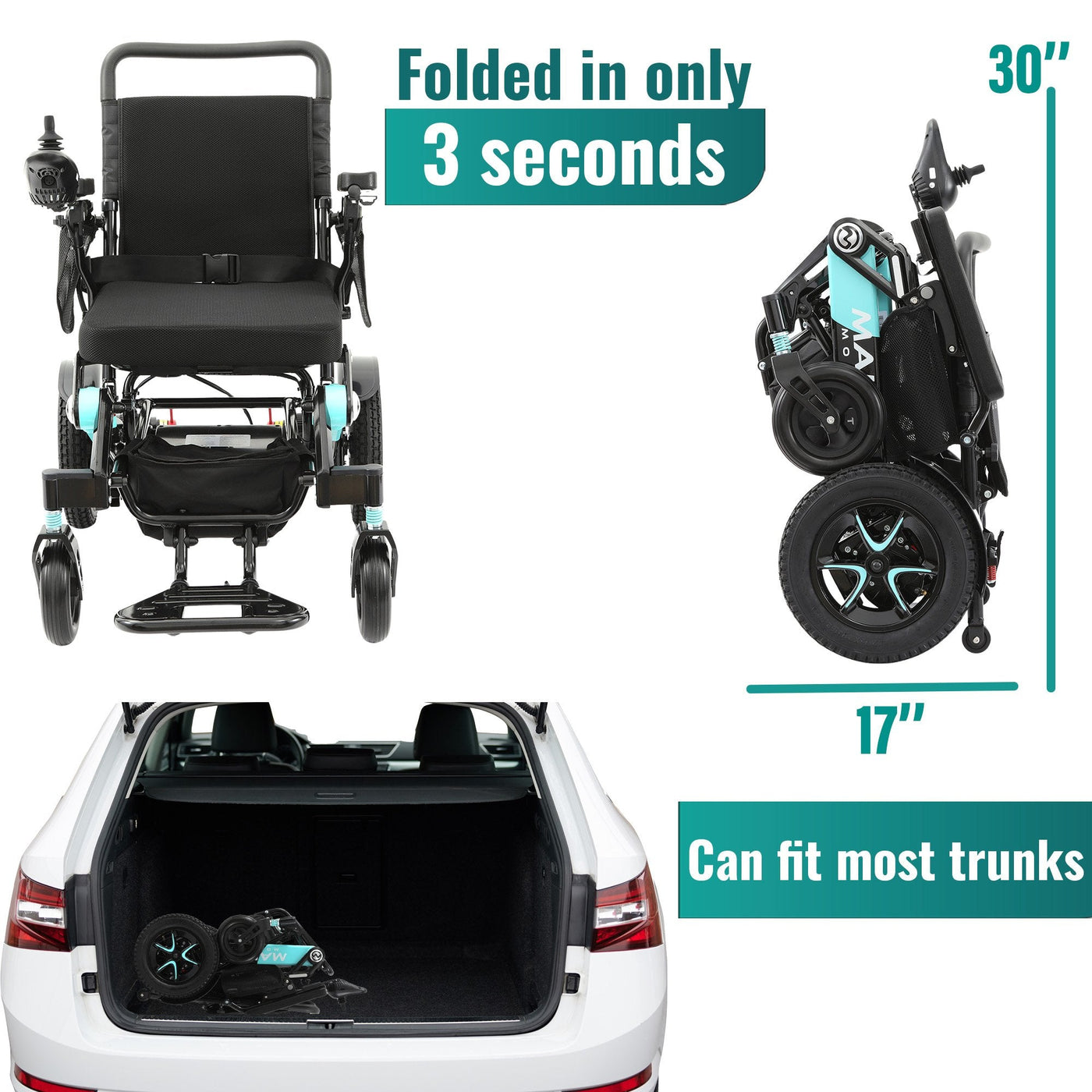 MLS-10AR Malisa Electric Wheelchair - Auto Reclining Backrest - Special Edition