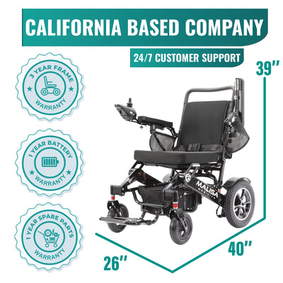 MLS-10MF Malisa Electric Wheelchair - Manual Folding