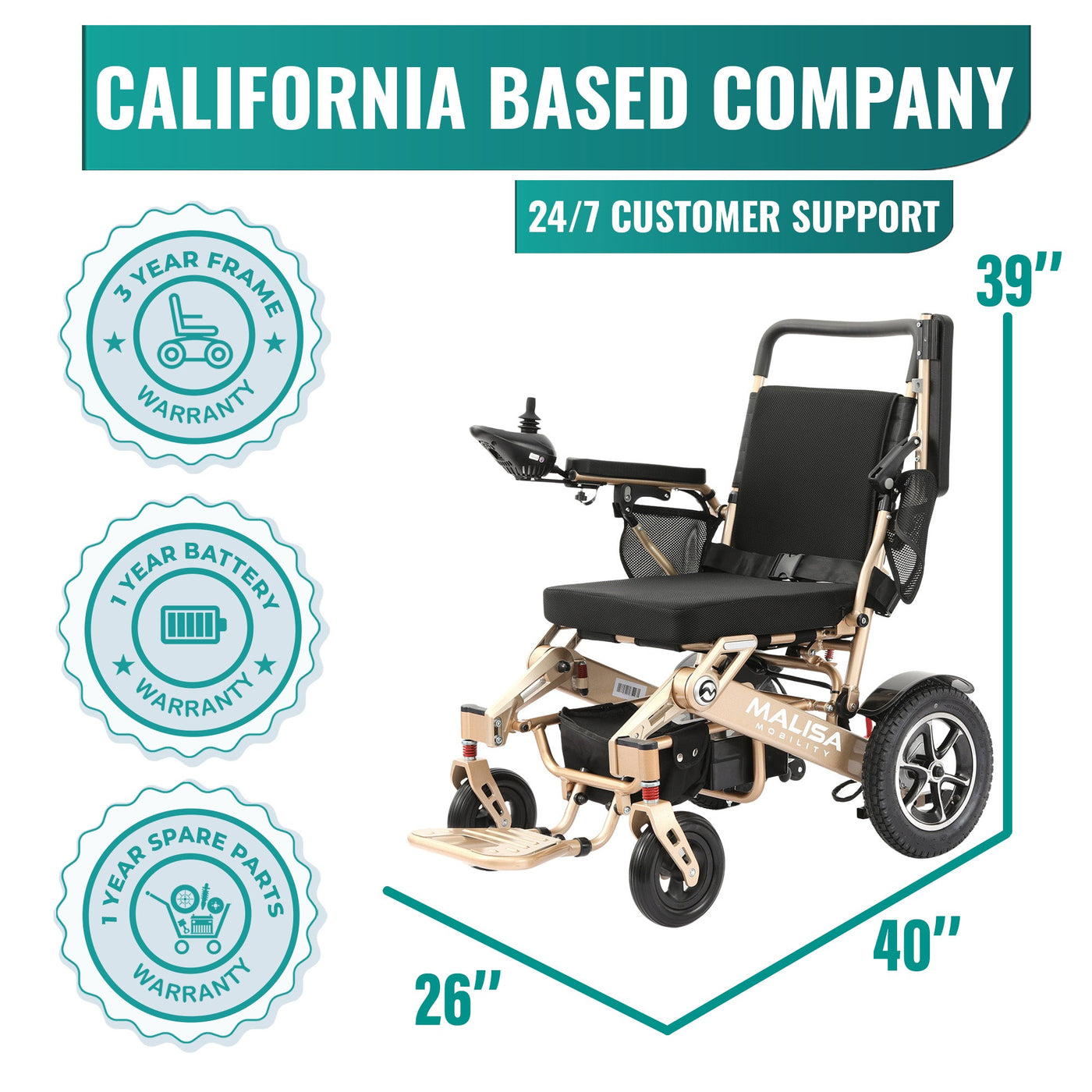 MLS-10MF Malisa Electric Wheelchair - Manual Folding