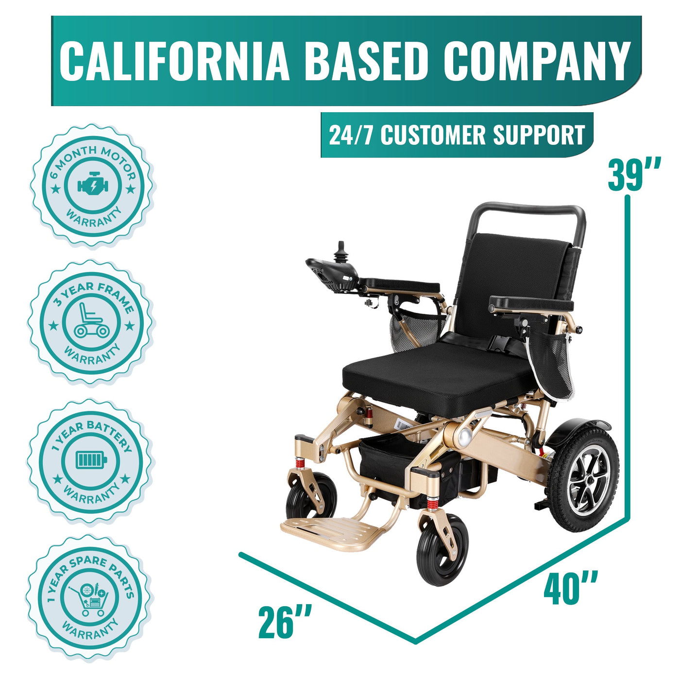 MLS-10MF Malisa Electric Wheelchair - Manual Folding - Standart Frame