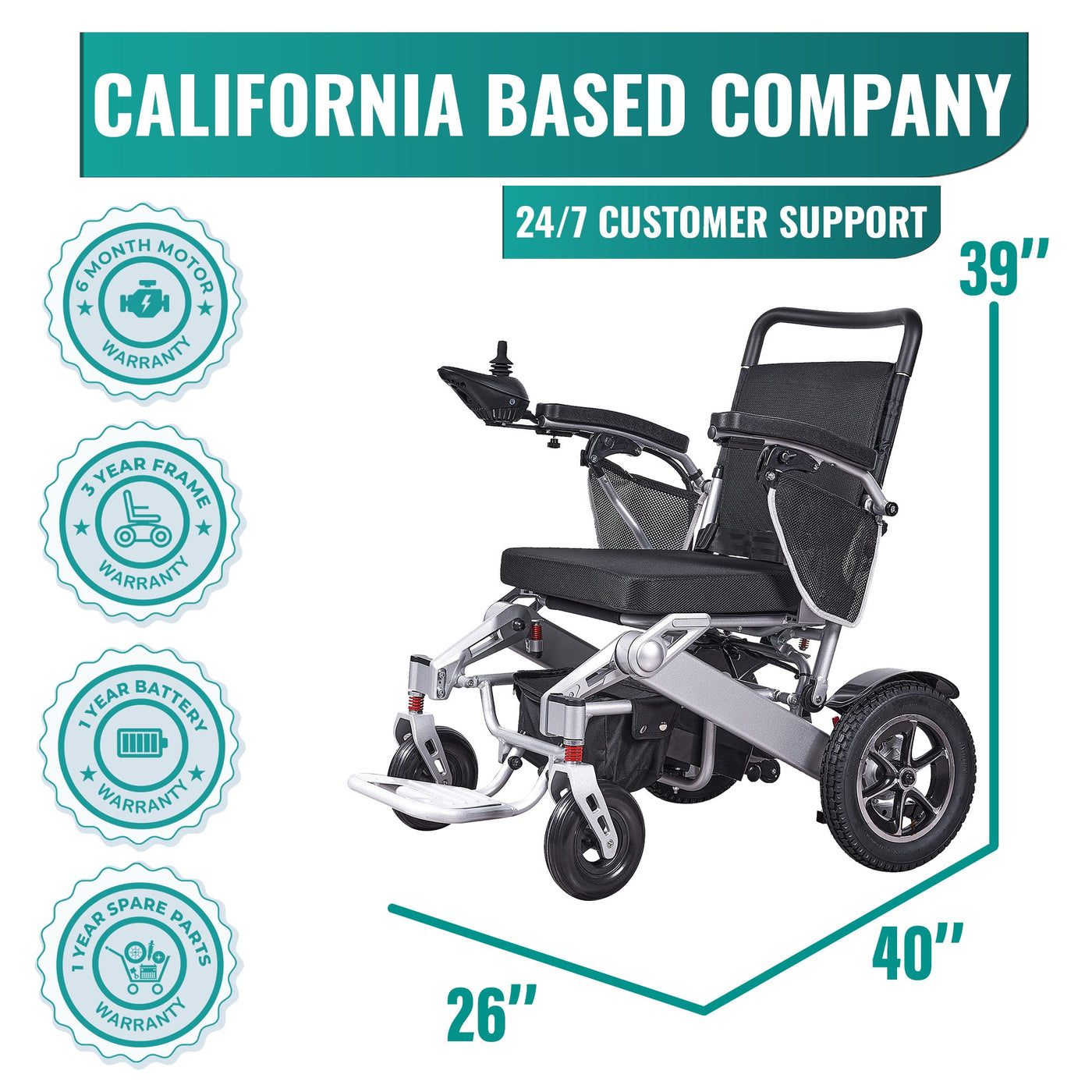 MLS-10MF Malisa Electric Wheelchair - Manual Folding - Standart Frame