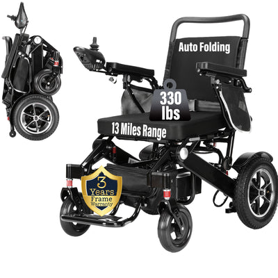 MLS-10AF Automatic Folding Electric Wheelchair Airline Approved Remote Control 330 Lbs Malisa Mobility