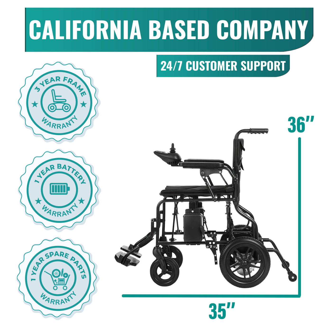 MLS-6001 Malisa Electric Wheelchair - Lightweight Folding