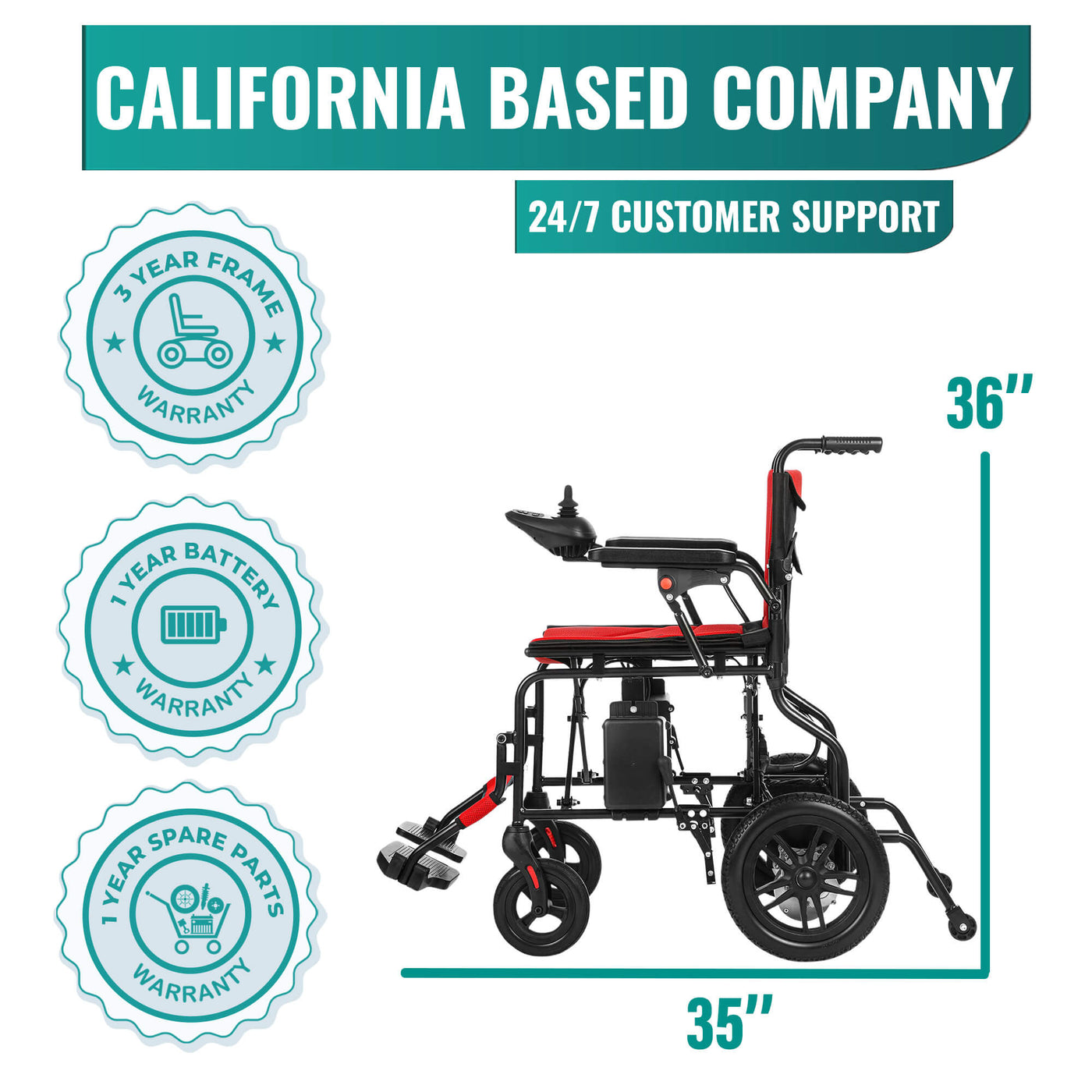 MLS-6001 Malisa Electric Wheelchair - Lightweight Folding