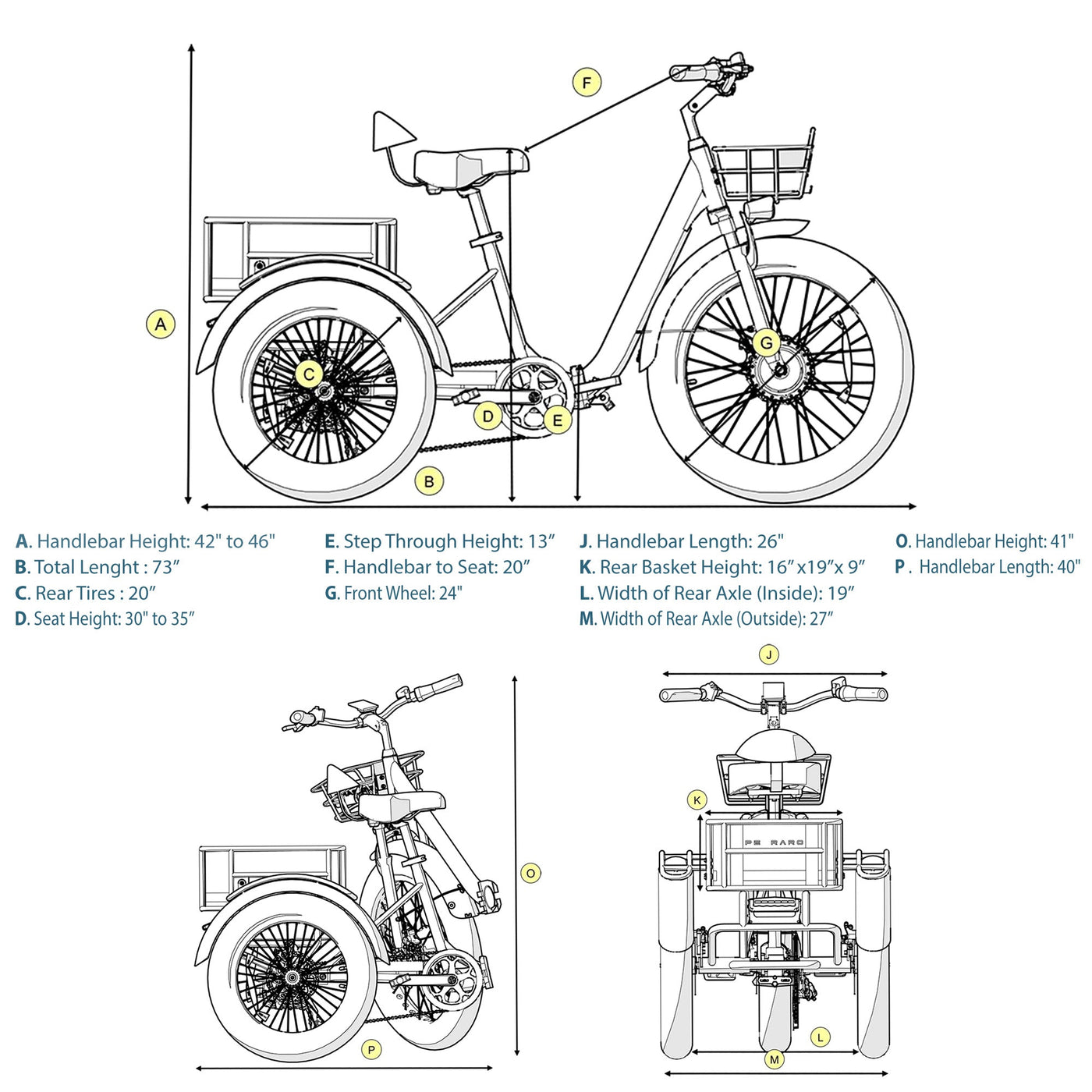 Malisa Electric Tricycle for Adults - Foldable - White