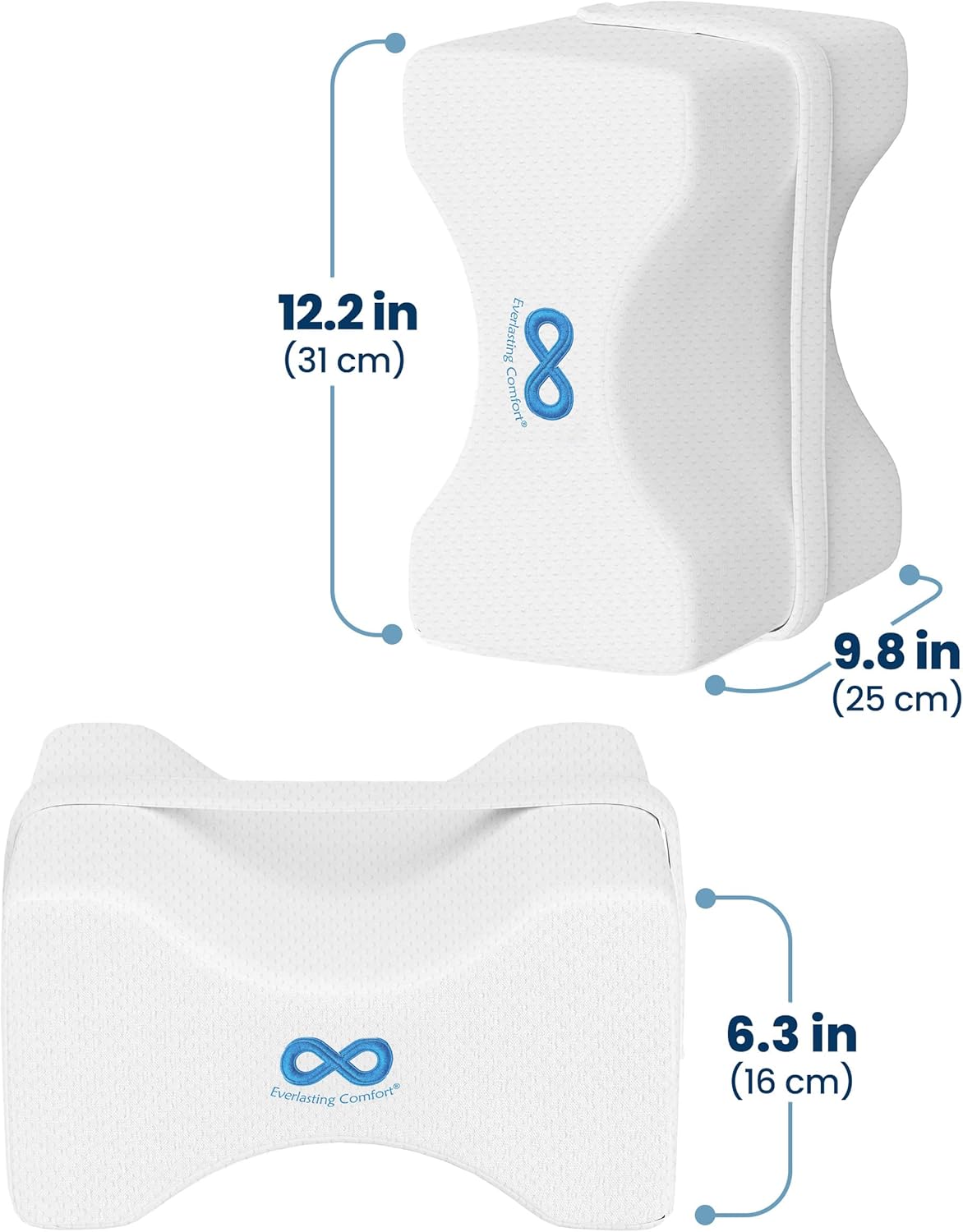Memory Foam Knee Pillow for Sciatica & Hip Pain Relief - Side Sleeper Support