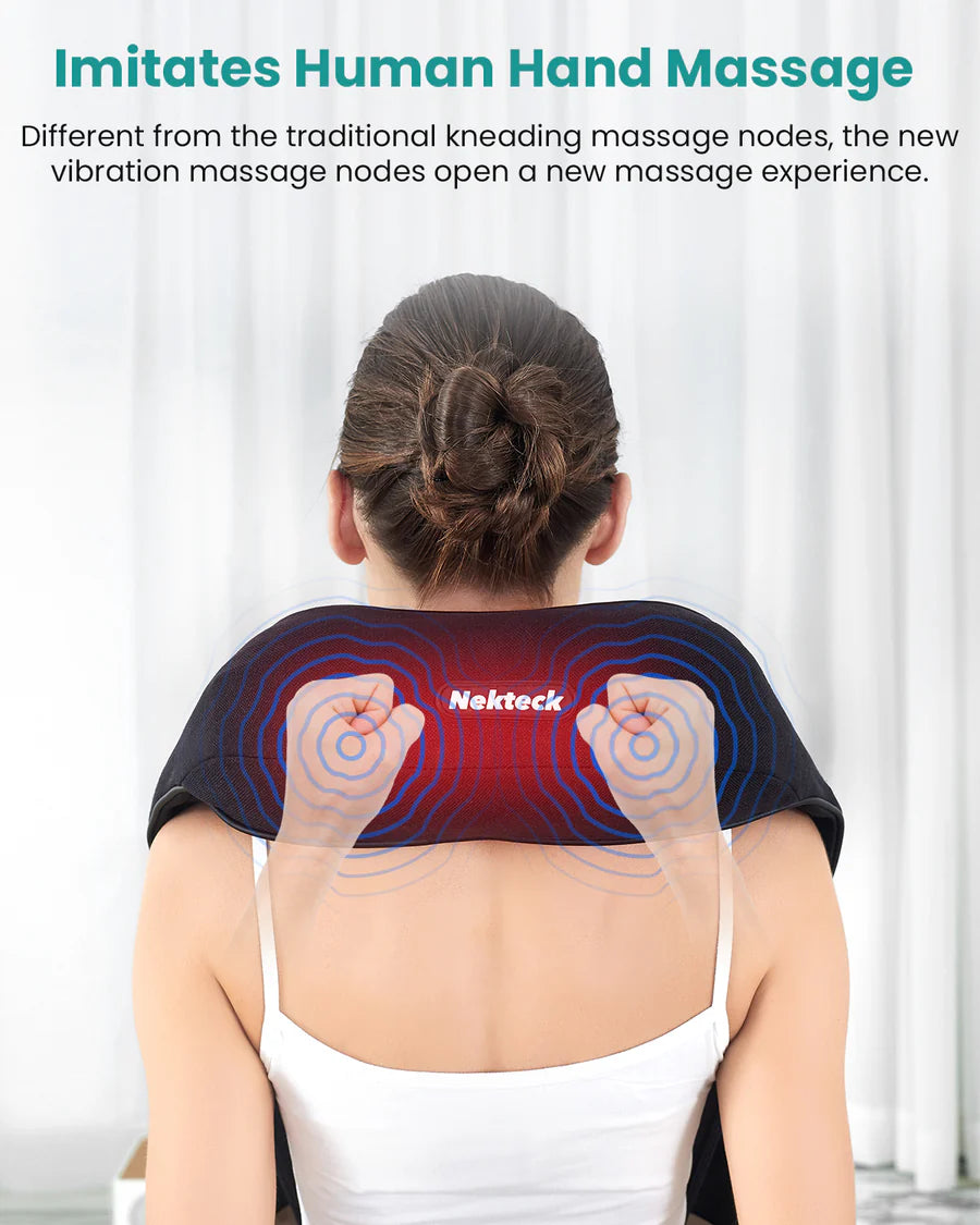 Nekteck Vibrating Neck and Back Massager with Heat | Pain Relief