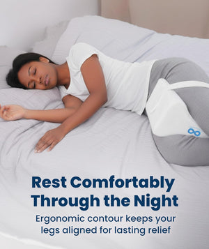 Orthopedic Memory Foam Knee Pillow for Side Sleepers - Sciatica, Hip & Back Pain Relief with Adjustable Support Strap