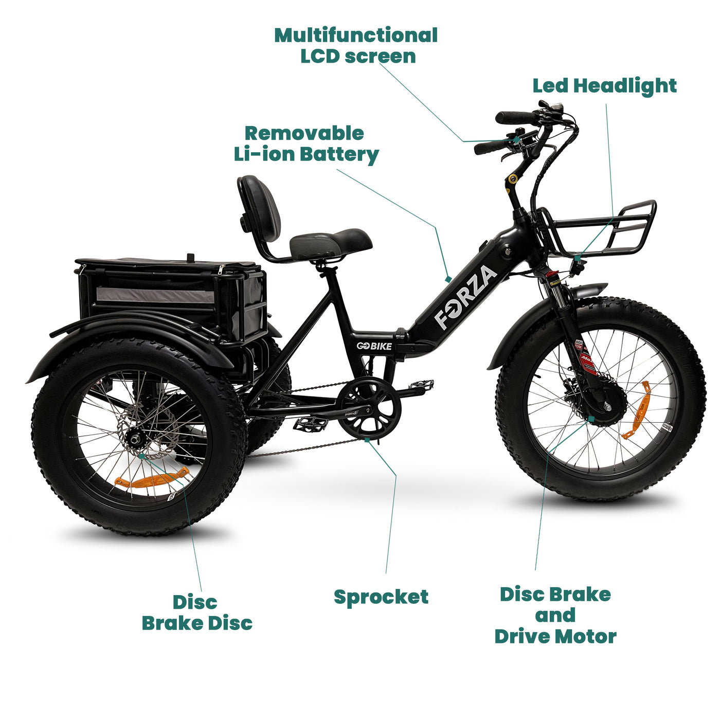 FORZA Electric Tricycle Bicycle Black Frame