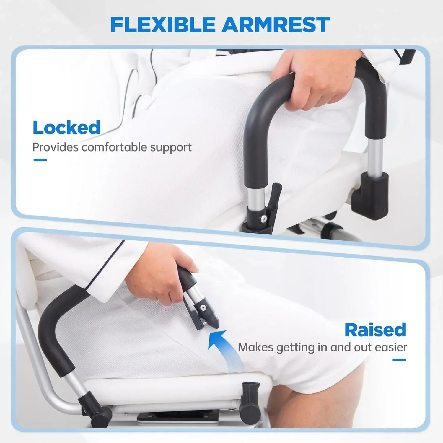 360° Swivel Rotating Shower Chair with Padded Flip-Up Armrests - Malisa Mobility