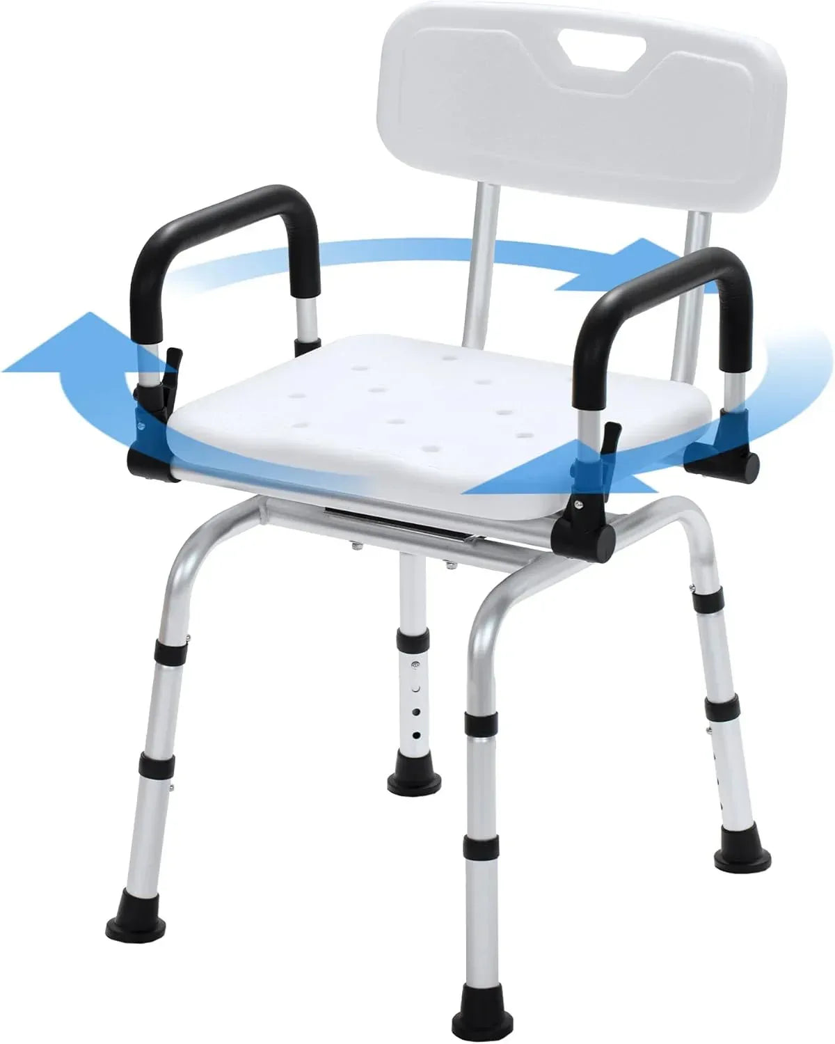 360° Swivel Rotating Shower Chair with Padded Flip-Up Armrests - Malisa Mobility