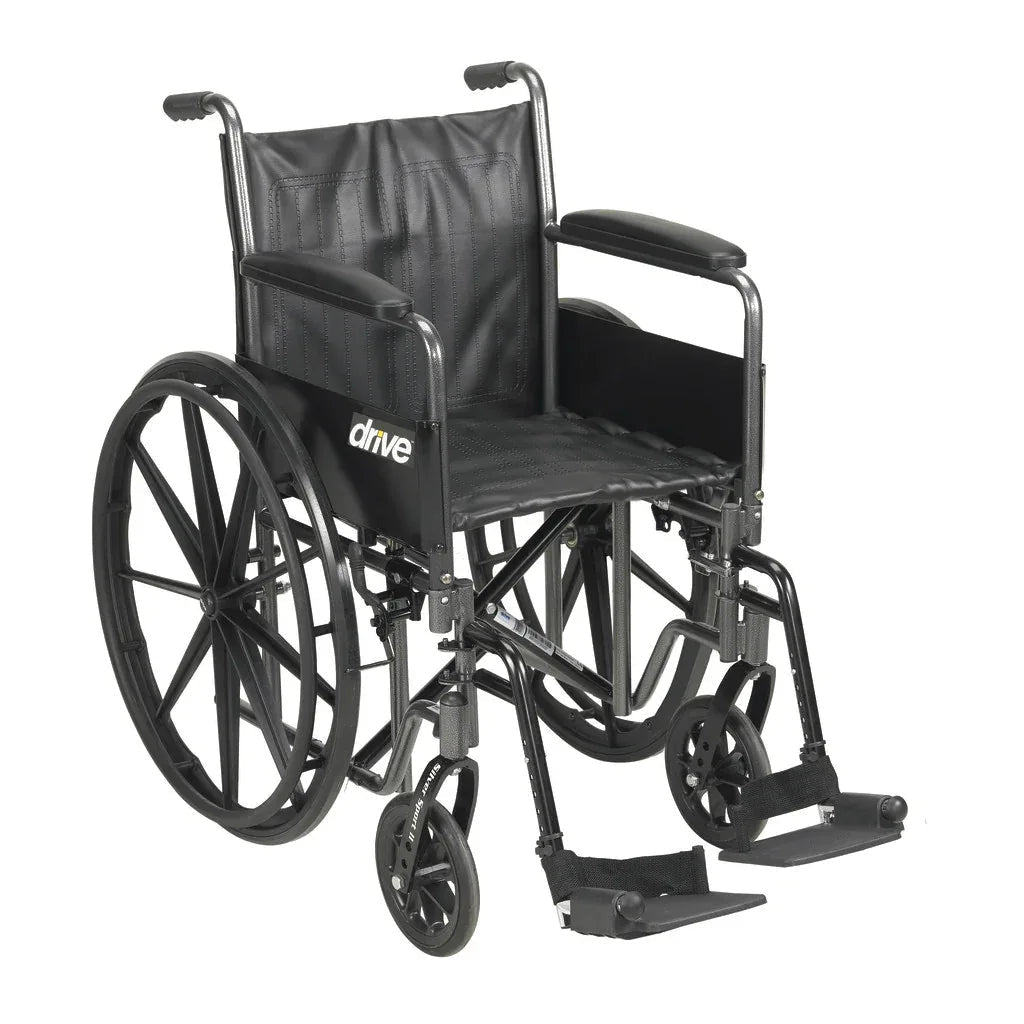 Adjustable Dual Axle Folding Wheelchair | Silver Vein Steel Frame - Malisa Mobility
