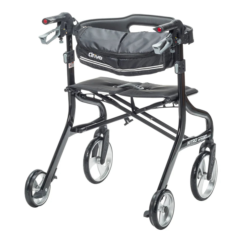 Black walker with wheels on a white background