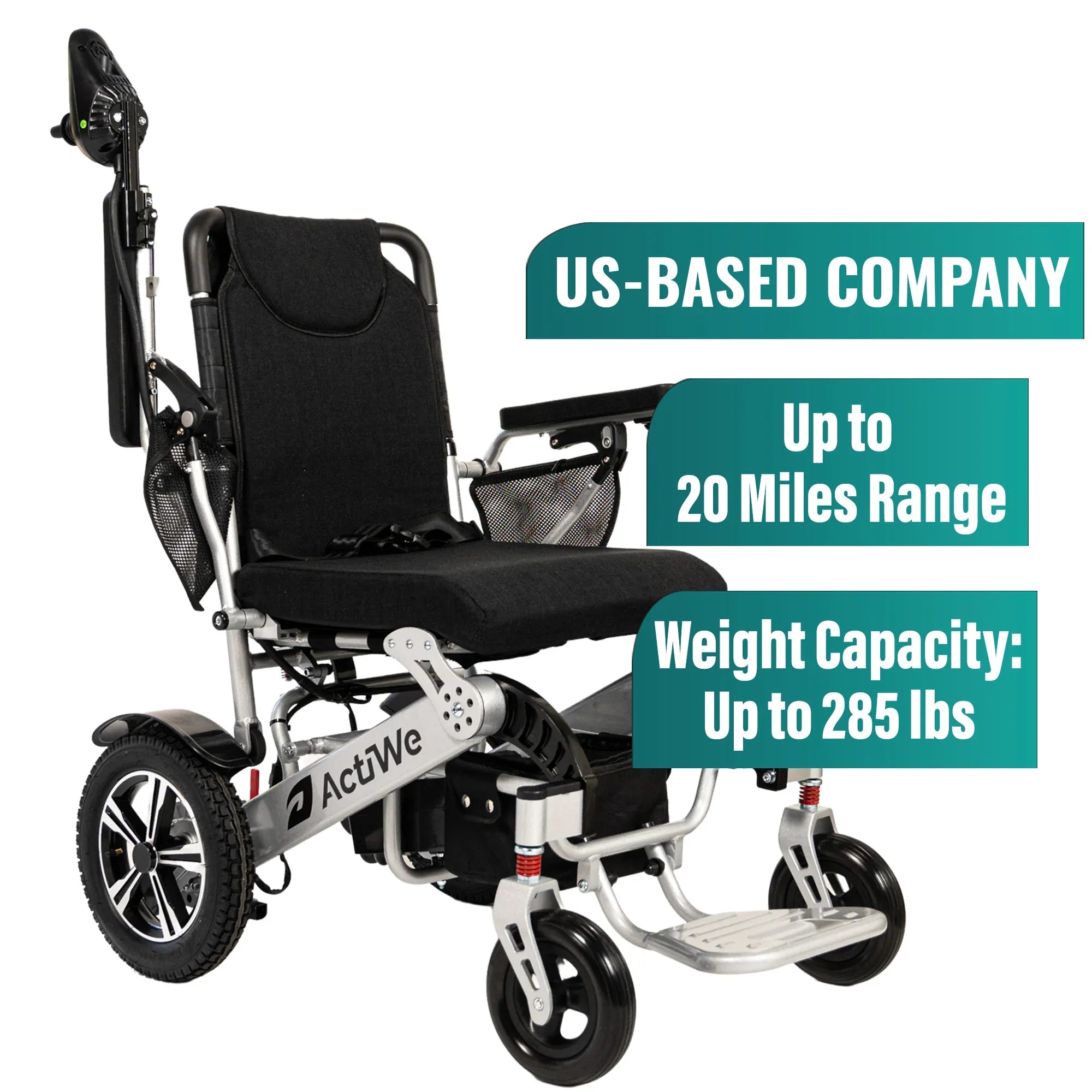 Long Range Folding Electric Wheelchair | 20 Mile Range | WX8000 - Malisa Mobility